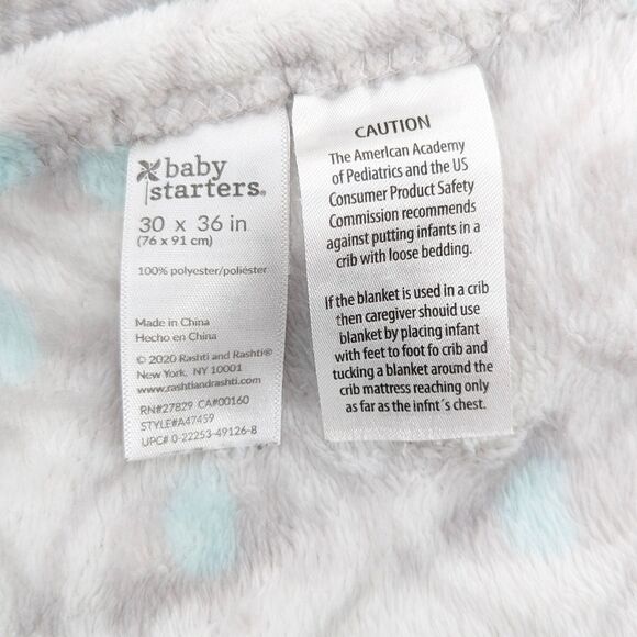 Baby Starters Blue Elephant Baby Blanket Newborn Bundle 30"x36" 2 Pack - Picture 2 of 4